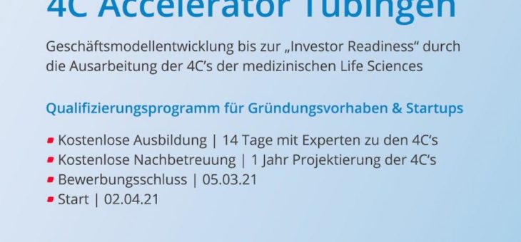 Startup training program “4C Accelerator Tübingen” (Webinar | Online)