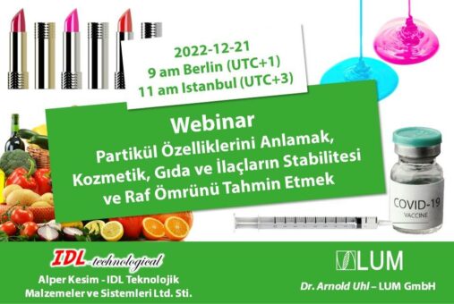 Kozmetik, gıda ve ilaçların partikül özellikleri, stabilitesi ve raf ömrü (Webinar | Online)