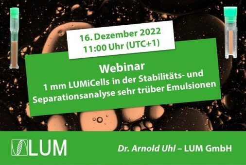1 mm LUMiCells in der Stabilitäts- und Separationsanalyse sehr trüber Emulsionen (Webinar | Online)