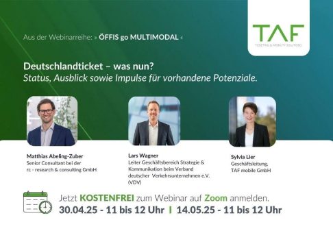 Deutschlandticket – was nun? Status, Ausblick und Impulse für vorhandene Potenzialen (Webinar | Online)