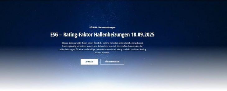 ESG – Rating-Faktor Hallenheizungen 18.09.2025 (Seminar | Online)
