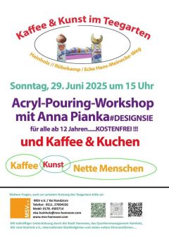 Kaffee & Kunst im Teegarten: Acryl-Pouring-Workshop mit Designsie in Hannover am 29.06.2025 (Unterhaltung / Freizeit | Hannover)
