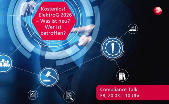 Compliance Talk: ElektroG 2026 – Was ist neu? Wer ist betroffen? (Webinar | Online)
