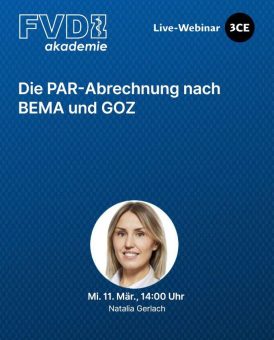 Die PAR-Abrechnung nach BEMA und GOZ (Webinar | Online)