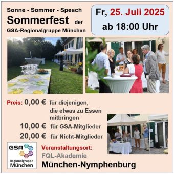 Sonne – Sommer – Speach: Sommerfest der GSA-Regionalgruppe München (Networking | München)