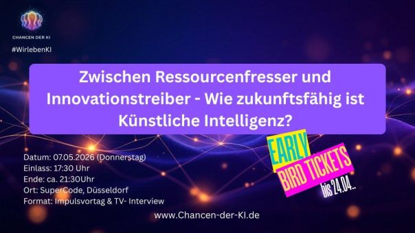 Zwischen Ressourcenfresser und Innovationstreiber – Wie zukunftsfähig ist Künstliche Intelligenz? (Vortrag | Düsseldorf)