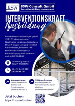Interventionskraft VdS – Zertifikatslehrgang mit Prüfung (Seminar | Sankt Augustin)