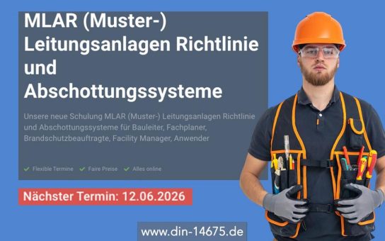 MLAR (Muster-) Leitungsanlagen Richtlinie und Abschottungssysteme (Schulung | Online)