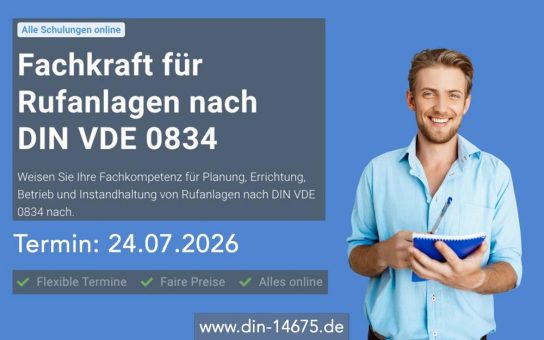 Online-Schulung: Fachkraft für Rufanlagen nach DIN VDE 0834 (Schulung | Online)