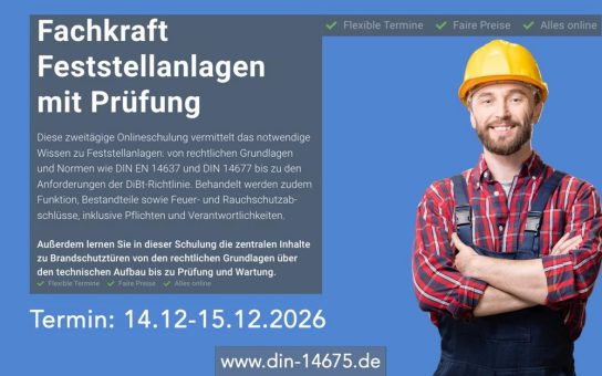Fachkraft Feststellanlagen mit Prüfung (Schulung | Online)